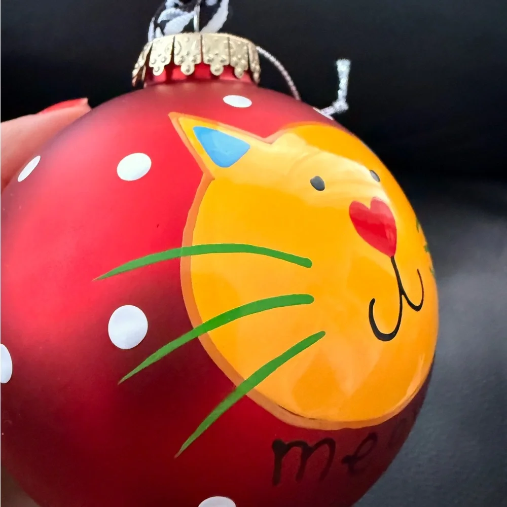 New Cotton colors Hand-Painted Cat Christmas Ornament Kitty – Meow! 5”